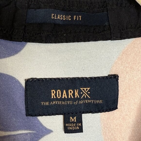 Roark Short Sleeve Button Up Shirt In Abstract Leaf Print, M - Picture 6 of 8
